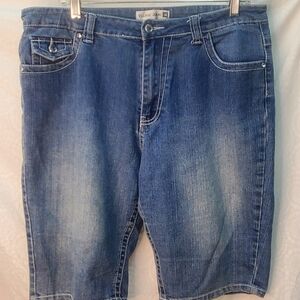 Blue Bermuda Shorts with Faded Denim Look